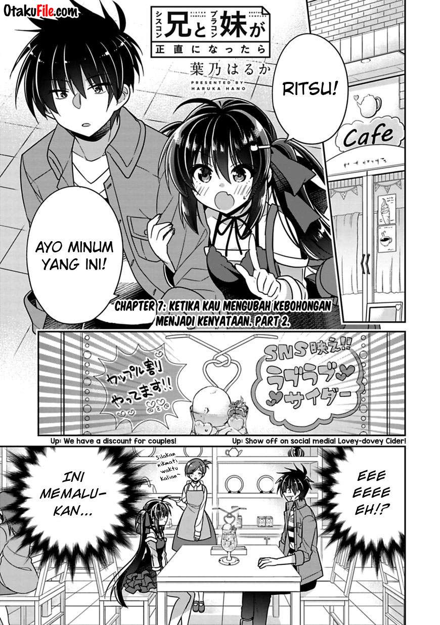 Komik Siscon Ani to Brocon Imouto ga Shoujiki ni Nattara Chapter 7.1 gambar 1