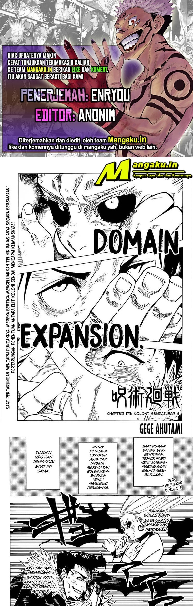 Komik Jujutsu Kaisen Chapter 179 gambar 1